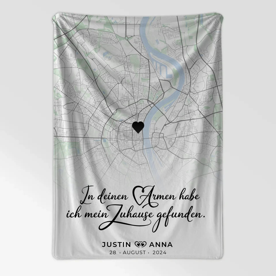 Personalisiert Stadtkarten Decke für Paare In Deinen Armen Zuhause 7