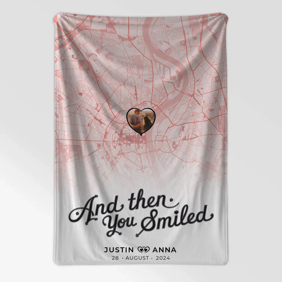 Personalisierte Stadtkarten Decke Paare And Then You Smiled Roserot 7