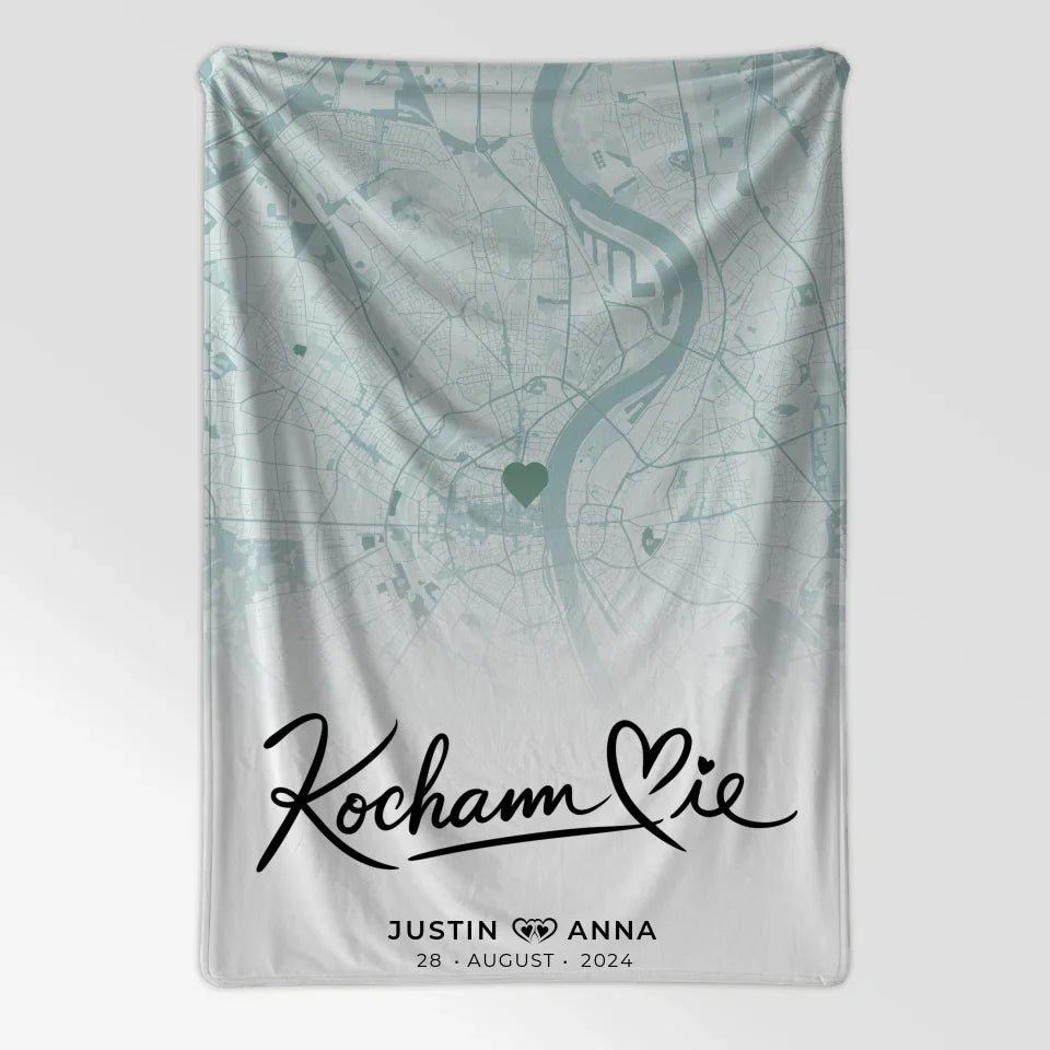 Personalisiert Decke Stadtkarten Paare Kocham Cie Mintgrün Wo Alles Begann 7