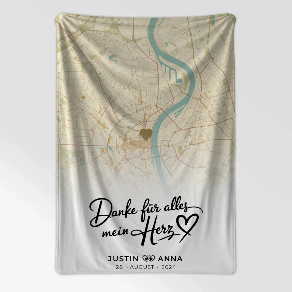 Personalisiert Stadtkarten Decke Paare Danke Für Alles Vintage 7