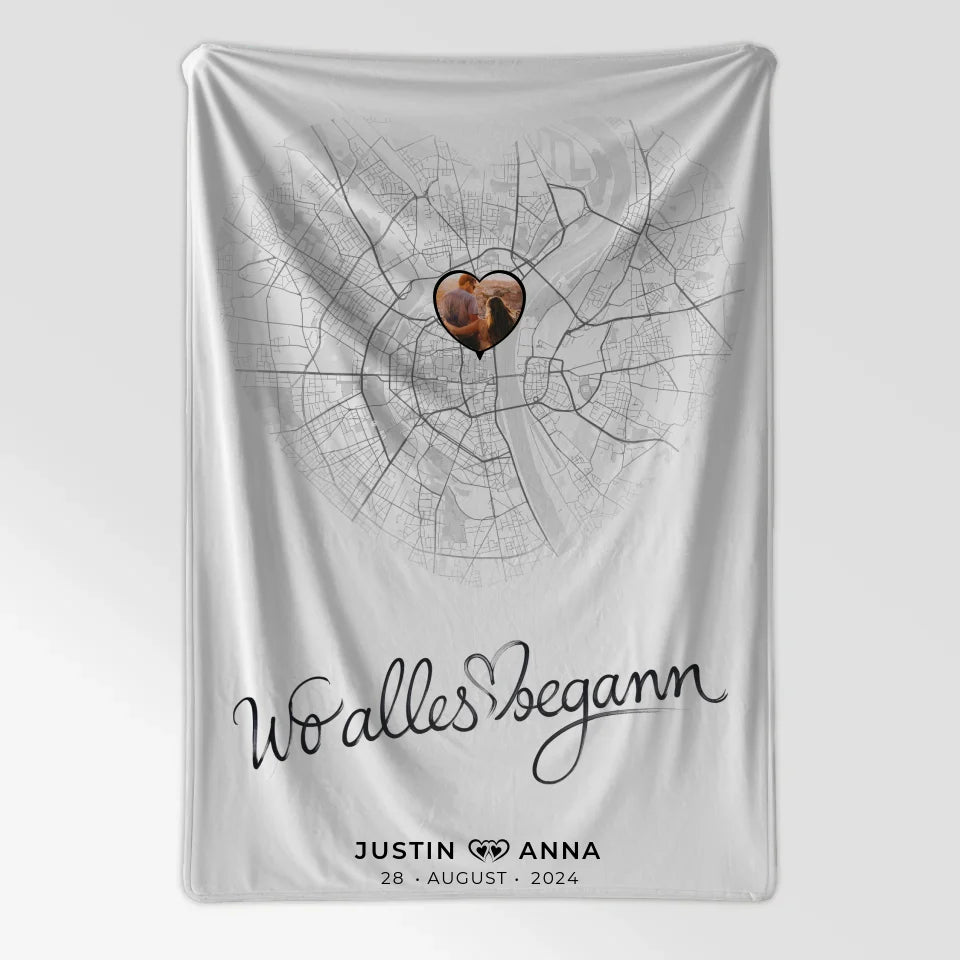 Personalisierte Stadtkarten Decke Paare Herz Wo Alles Begann 7