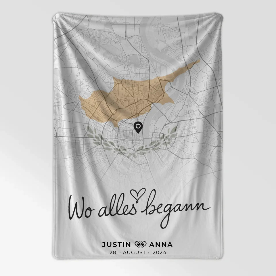 Personalisierte Stadtkarten Decke für Paare Urlaub Zypern Wo Alles Begann 7
