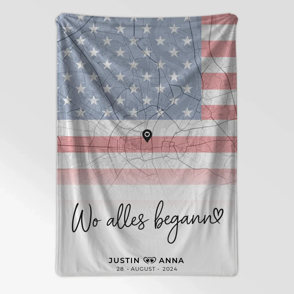 Personalisierte Stadtkarten Decke Paare Urlaub USA Wo Alles Begann 7