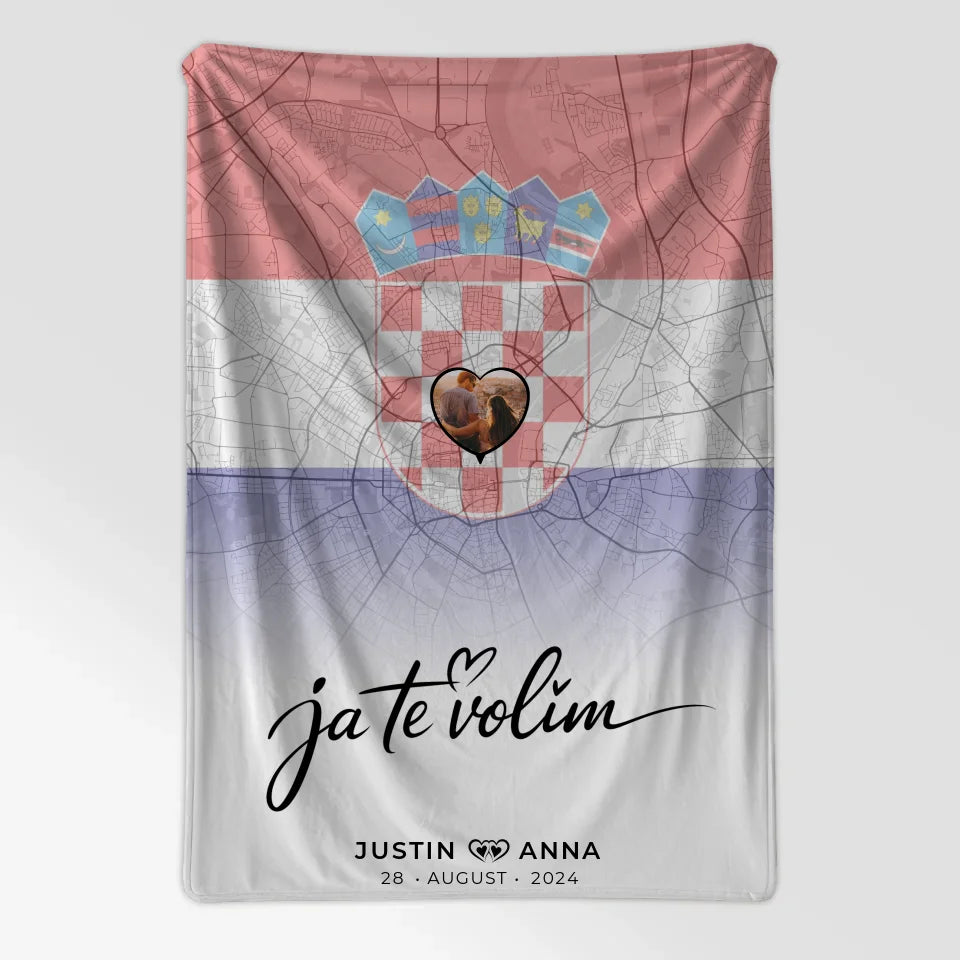 Personalisierte Foto Decke Paare Stadtkarte Kroatien Ja Te Volim 7
