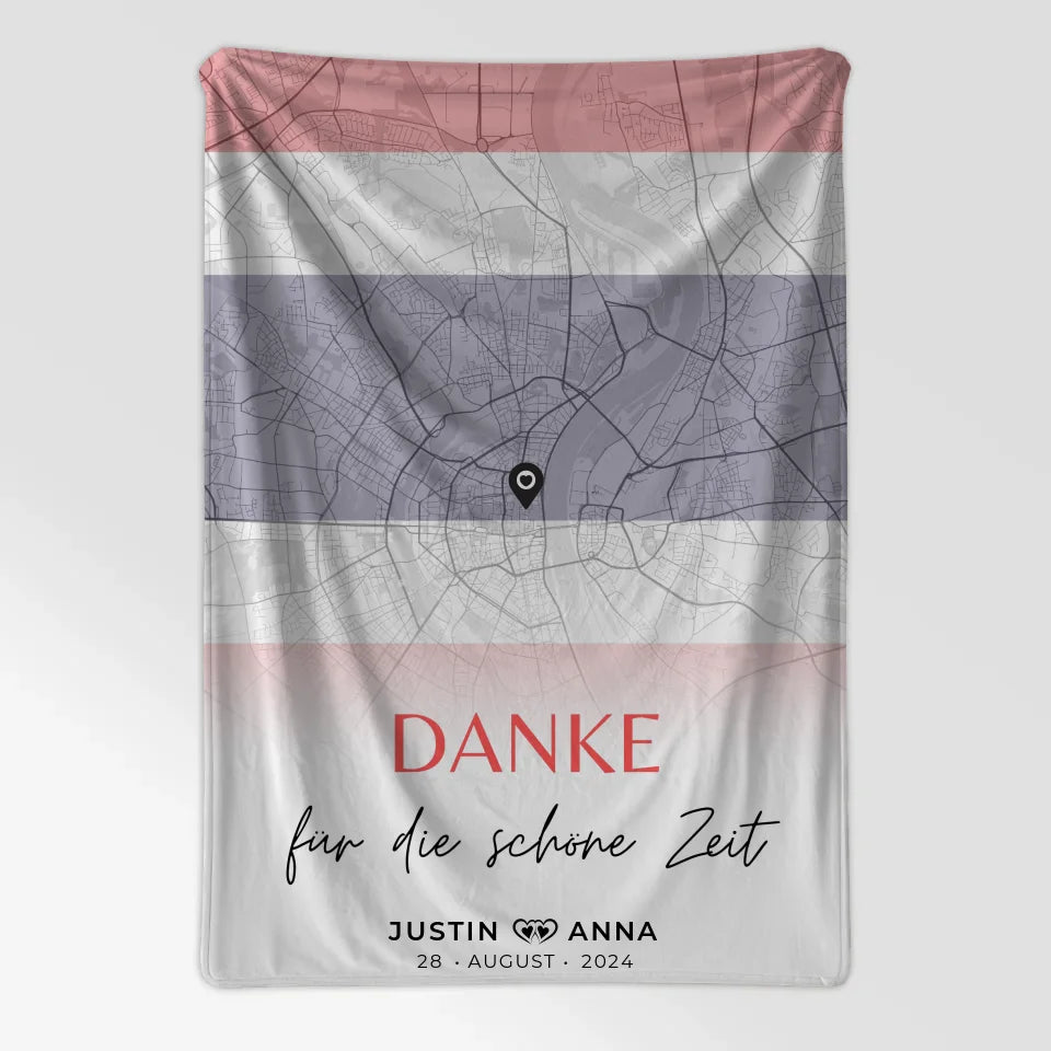 Personalisierte Stadtkarten Decke für Paare Urlaub Thailand Danke 7