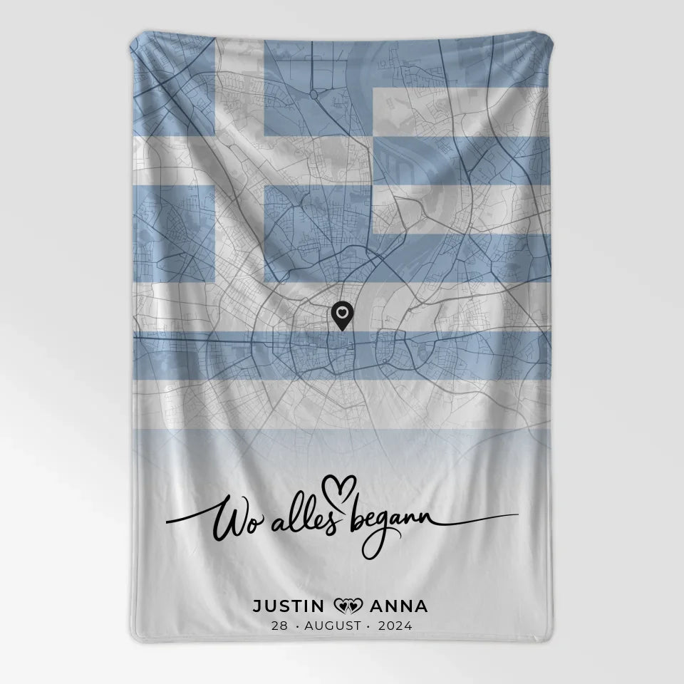 Personalisierte Stadtkarten Decke für Paare Urlaub Griechenland 7