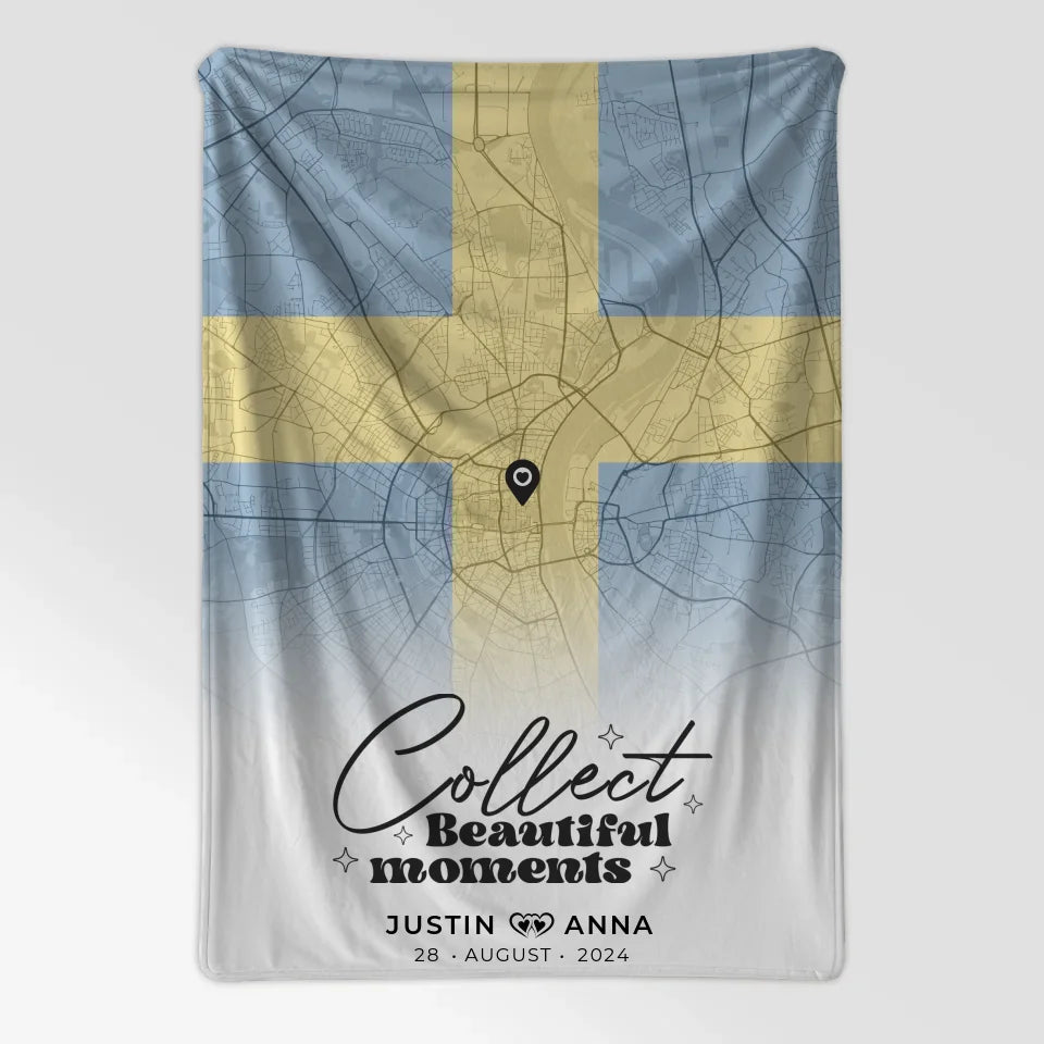 Personalisierte Stadtkarten Decke für Paare Urlaub Schweden 7