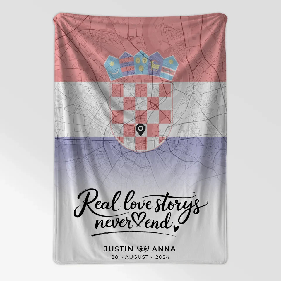 Personalisierte Stadtkarten Decke Paare Urlaub Kroatien 7