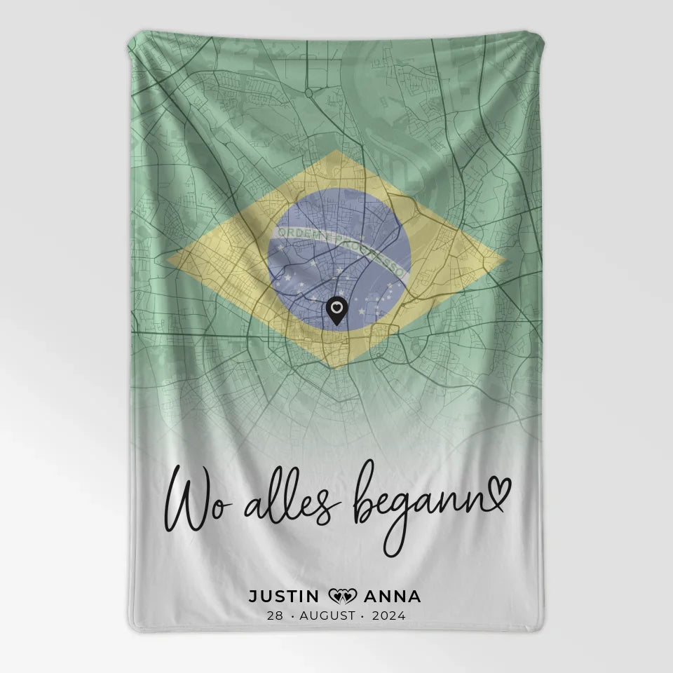 Personalisierte Stadtkarten Decke Paare Brasilien Urlaub Wo Alles Begann 7