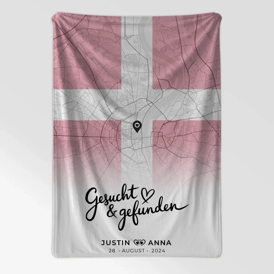 Personalisierte Stadtkarten Decke für Paare Dänemark Urlaub 7