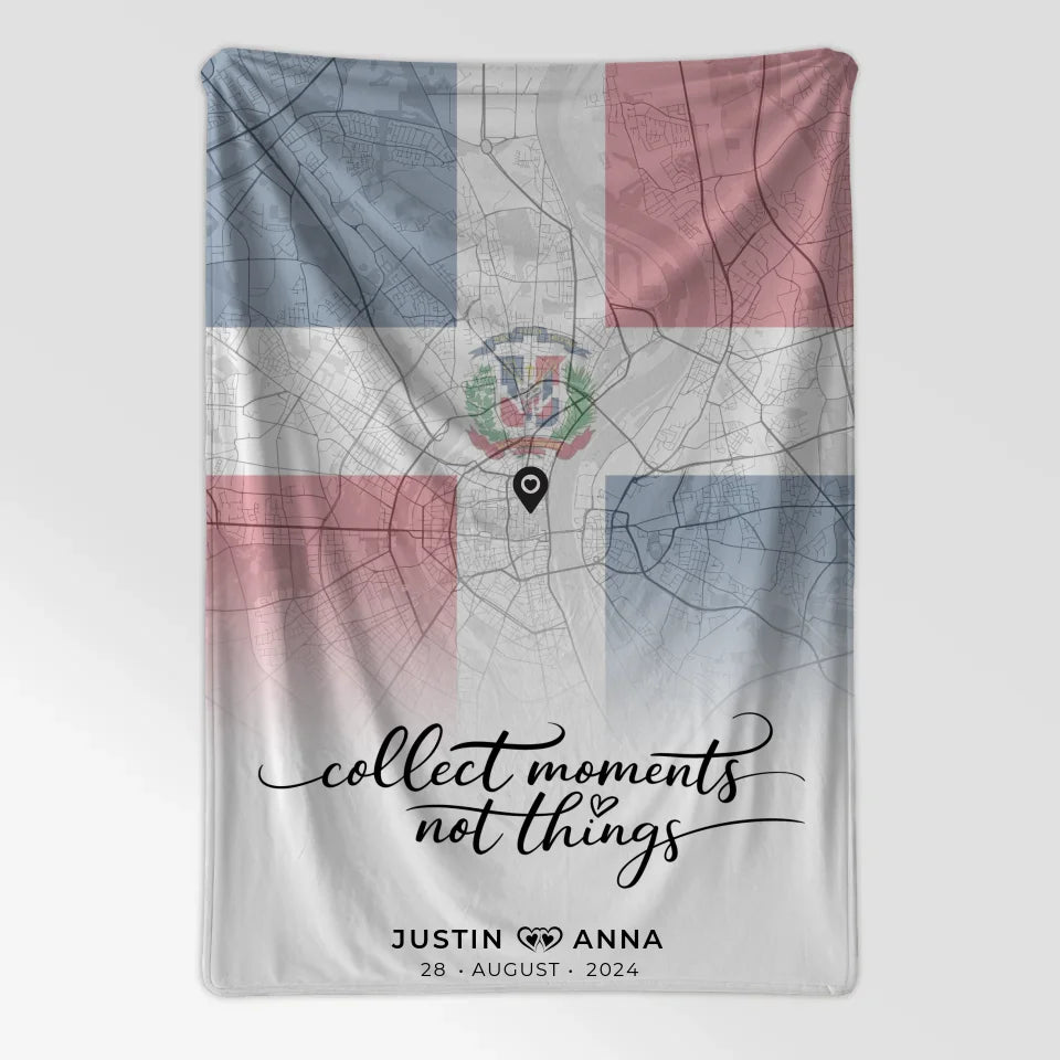 Personalisierte Stadtkarten Decke für Paare Urlaub Dominikanische Republik 7