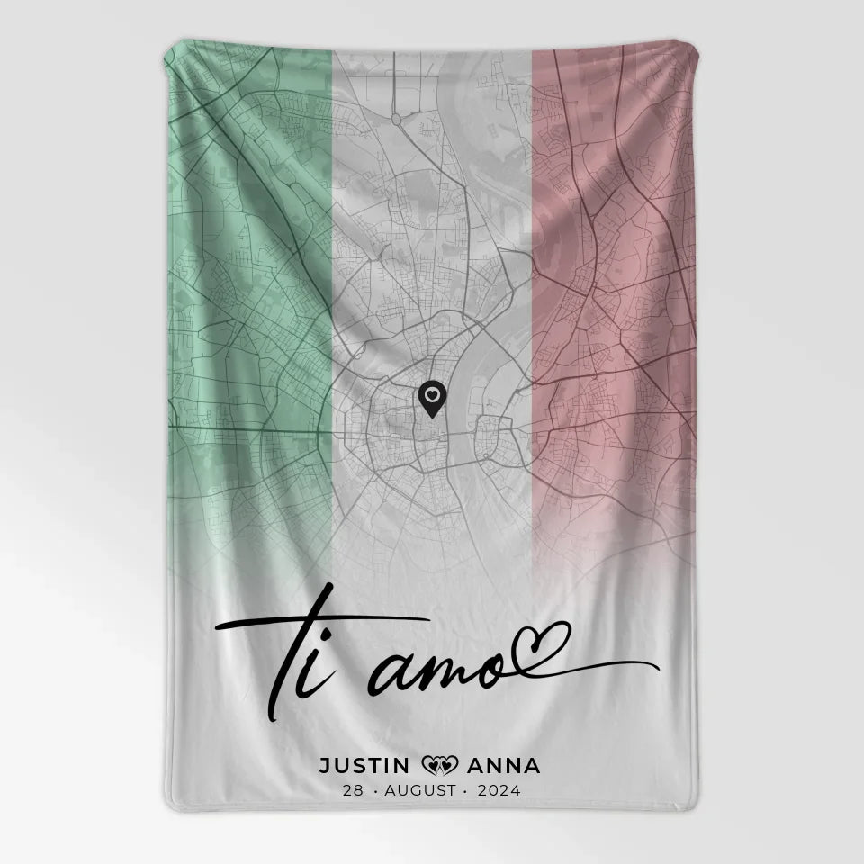 Personalisierte Stadtkarten Decke Paare Urlaub Italien Ti Amo 7