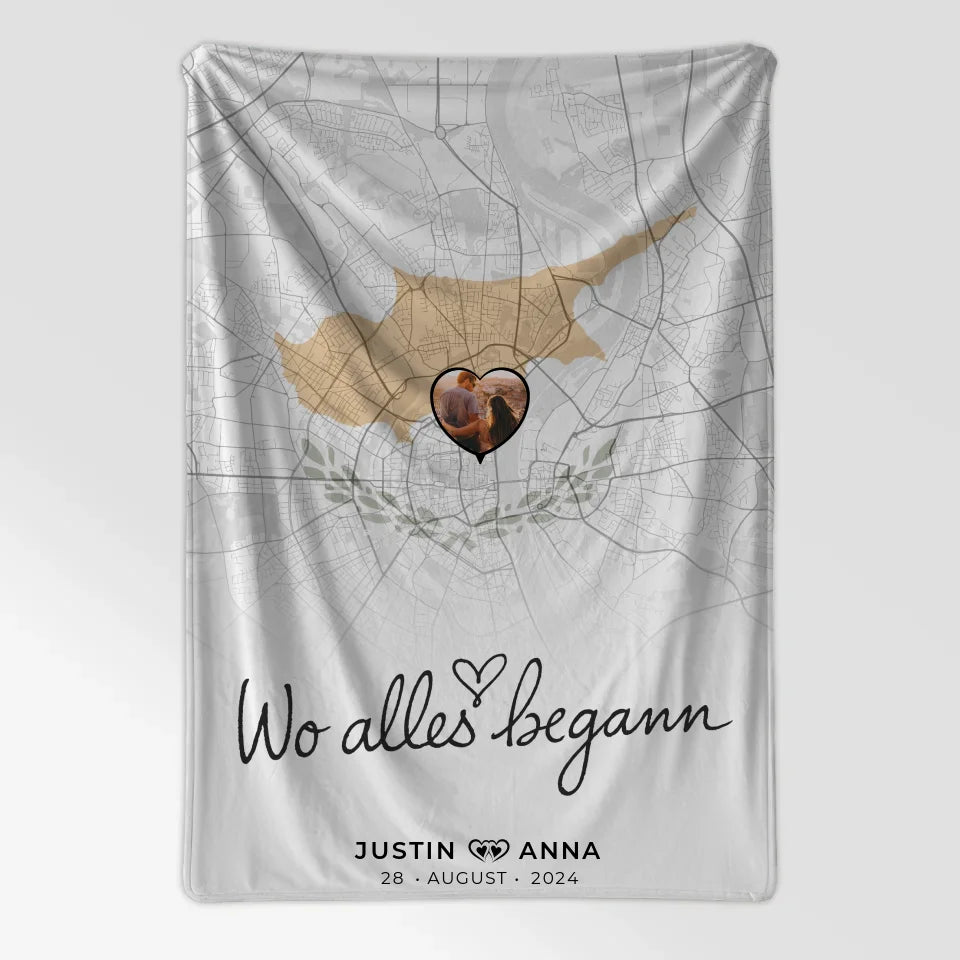 Personalisiert Foto Decke Paare Stadtkarte Zypern Wo Alles Begann 7