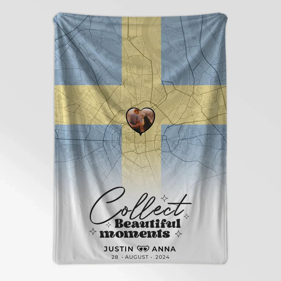 Personalisiere Decke mit Foto Stadtkarte Schweden Paare 2023 7