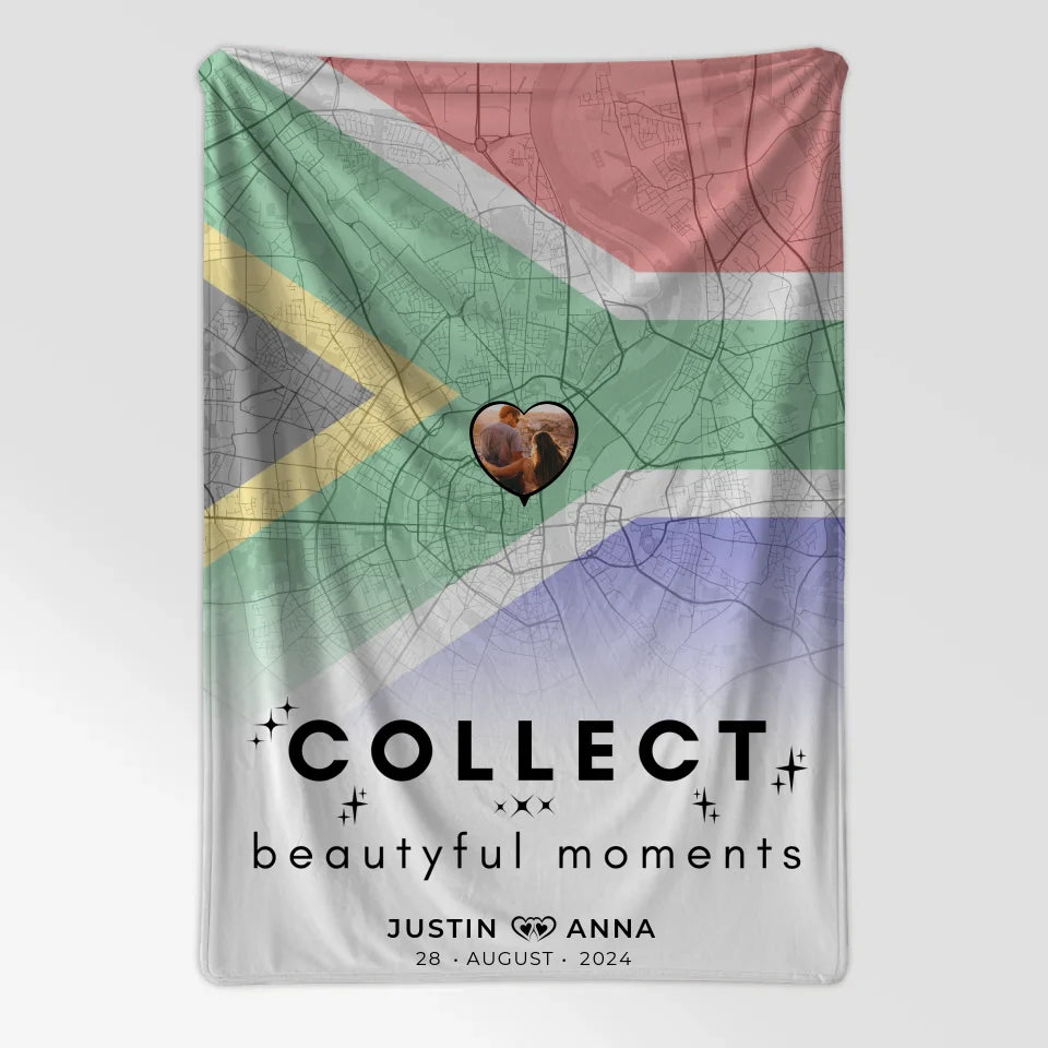 Personalisierte Decke mit Foto Stadtkarte Südafrika Paare 7
