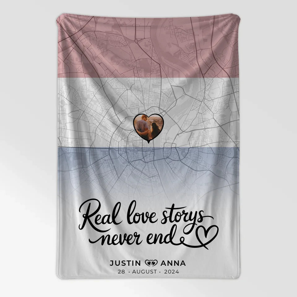 Personalisiert Foto Decke Paare Stadtkarte Niederlande Real Love Storys Never End 7