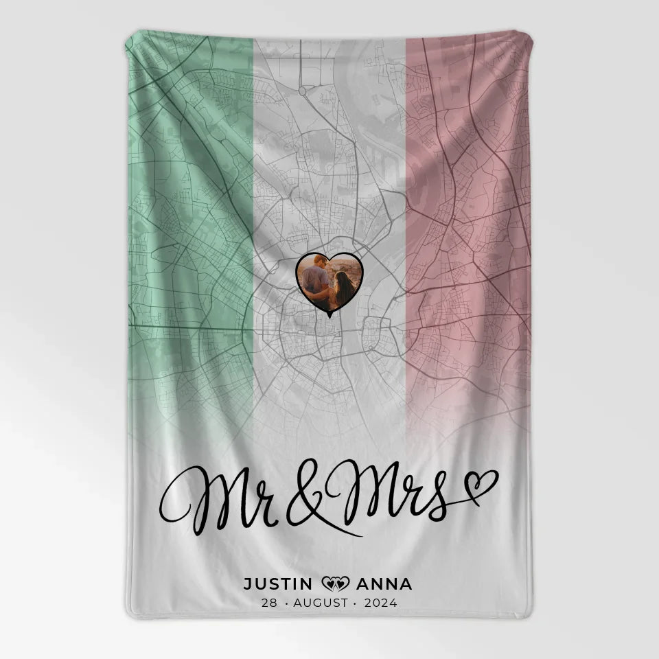 Personalisierte Foto Decke Paare Stadtkarte Italien Mr & Mrs 7