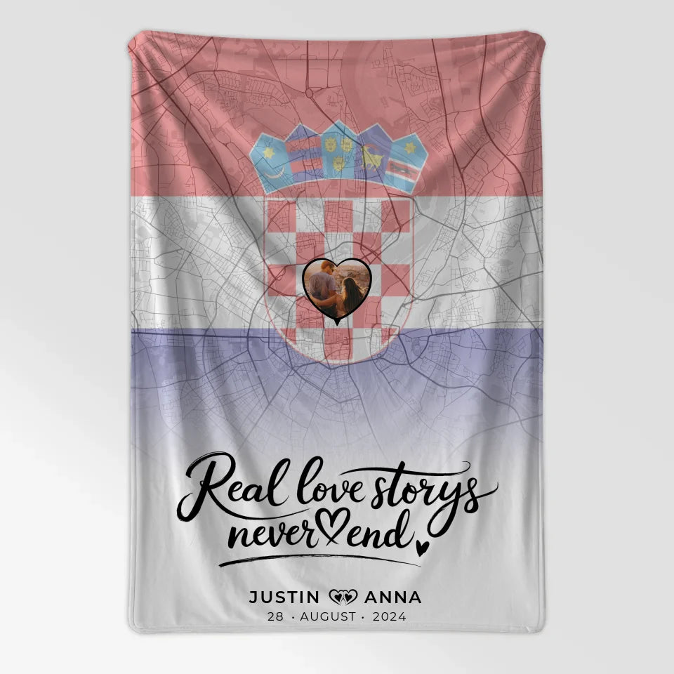 Personalisiert Foto Decke Paare Stadtkarte Kroatien Real Love Storys 7