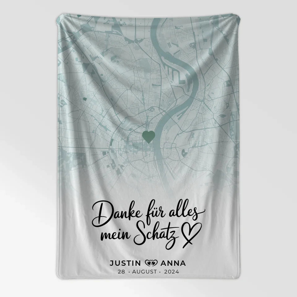 Personalisiert Stadtkarten Decke Paare Danke Für Alles Mein Schatz Mintgrün 7