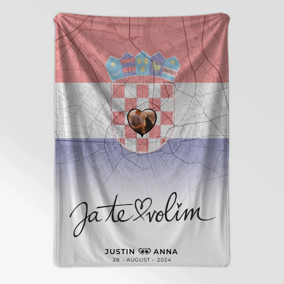 Personalisiert Foto Decke Paare Stadtkarte Kroatien Ja Te Volim 7