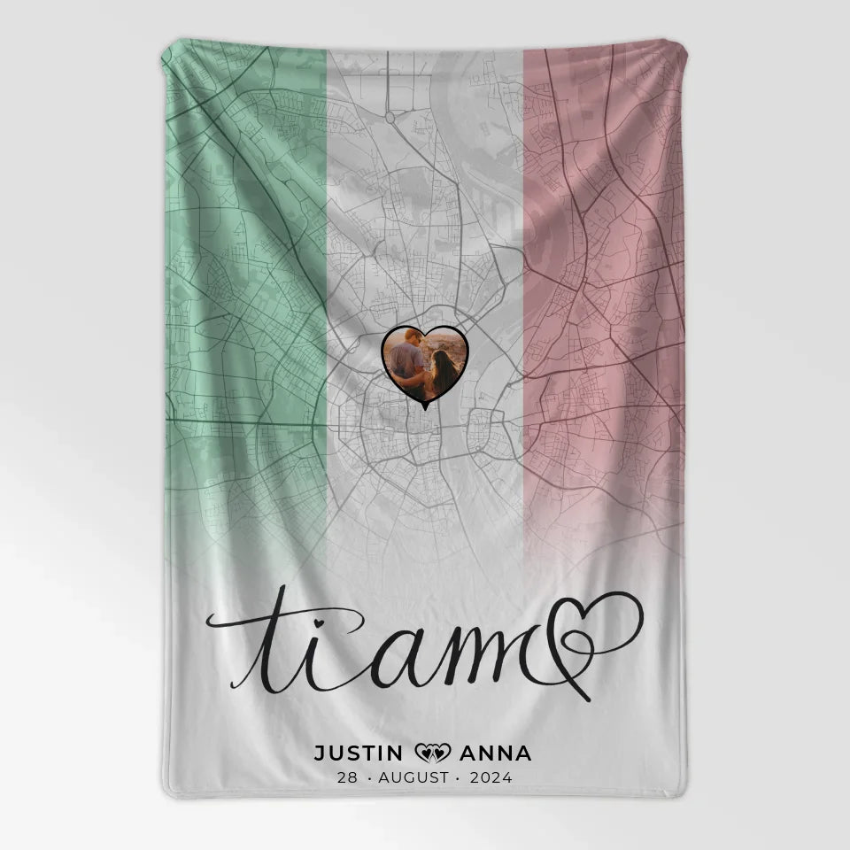 Personalisierte Foto Decke Paare Stadtkarte Italien Ti Amo 7