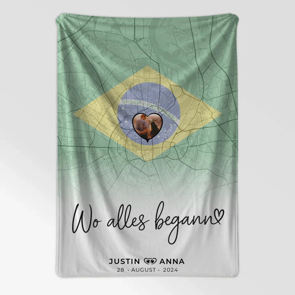 Personalisierte Foto Decke für Paare Stadtkarte Brasilien Wo Alles Begann 7