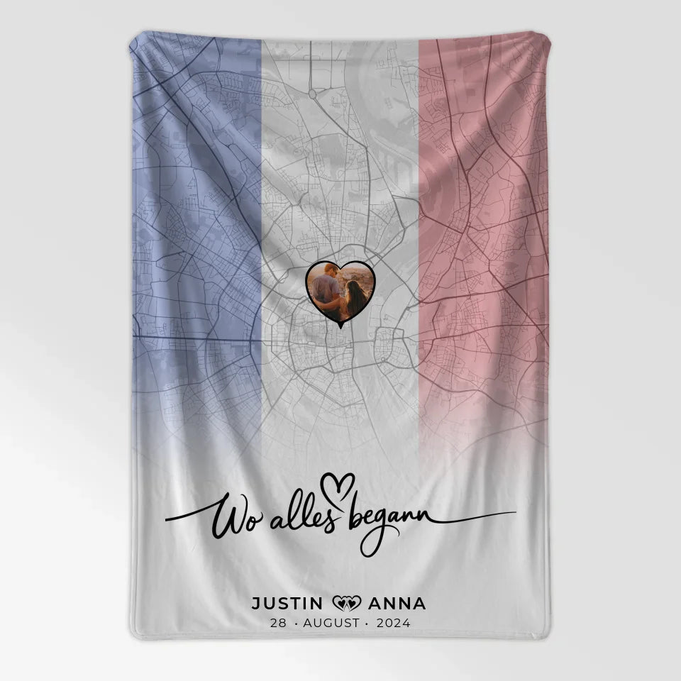 Personalisierte Foto Decke Paare Stadtkarte Frankreich Wo Alles Begann 7