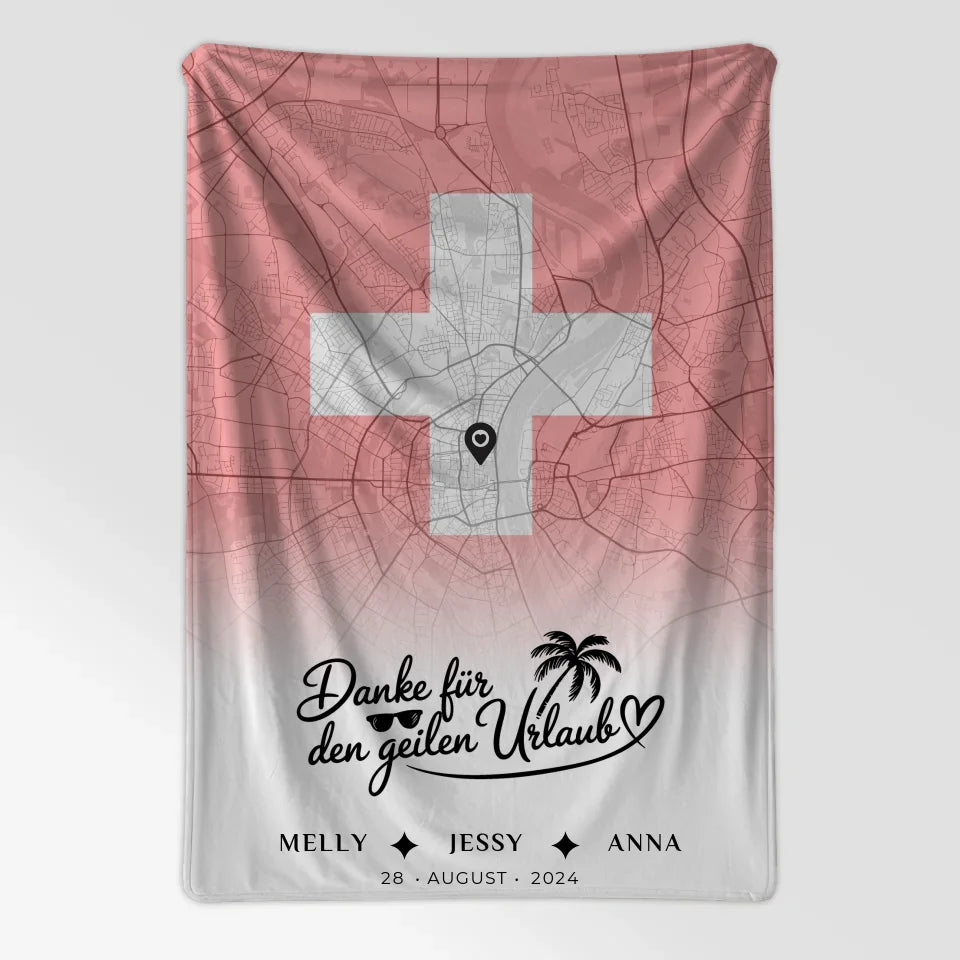 Personalisierte Decke Schwester Stadtkarte Schweiz Urlaub Danke 7
