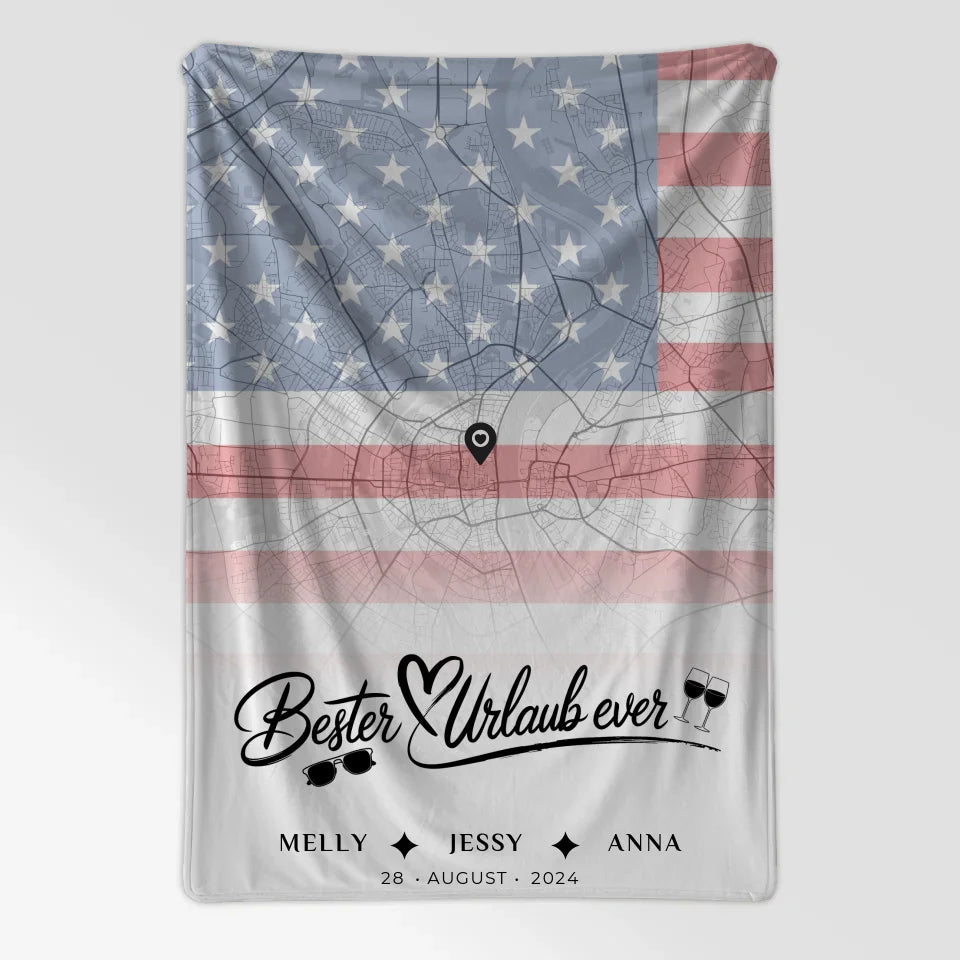 Personalisiert Decke Schwester Stadtkarte USA Bester Urlaub Ever 7