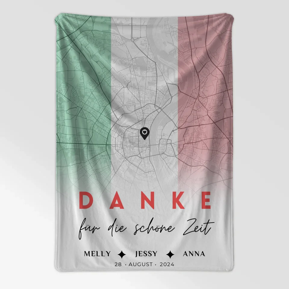Personalisierte Decke Schwester Stadtkarte Italien Danke für die schöne Zeit 7