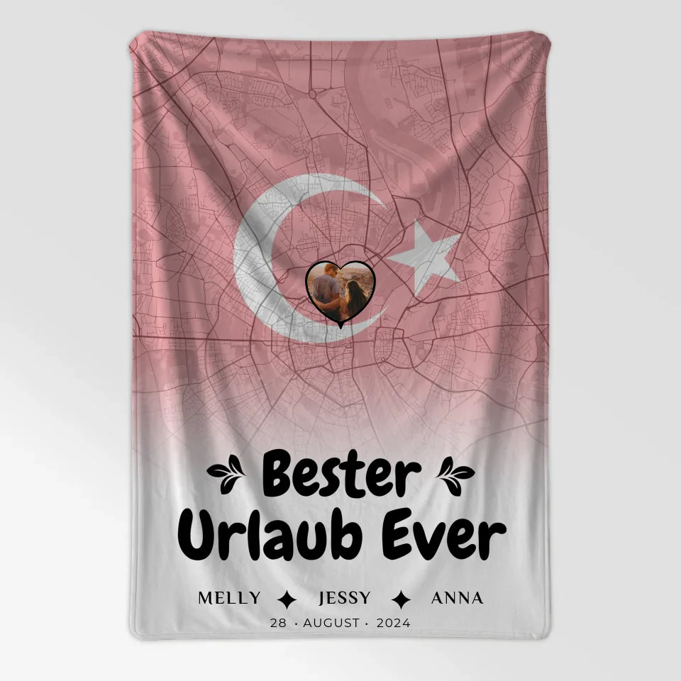Personalisierte Decke Freundinnen Stadtkarte Foto Türkei Bester Urlaub Ever 7