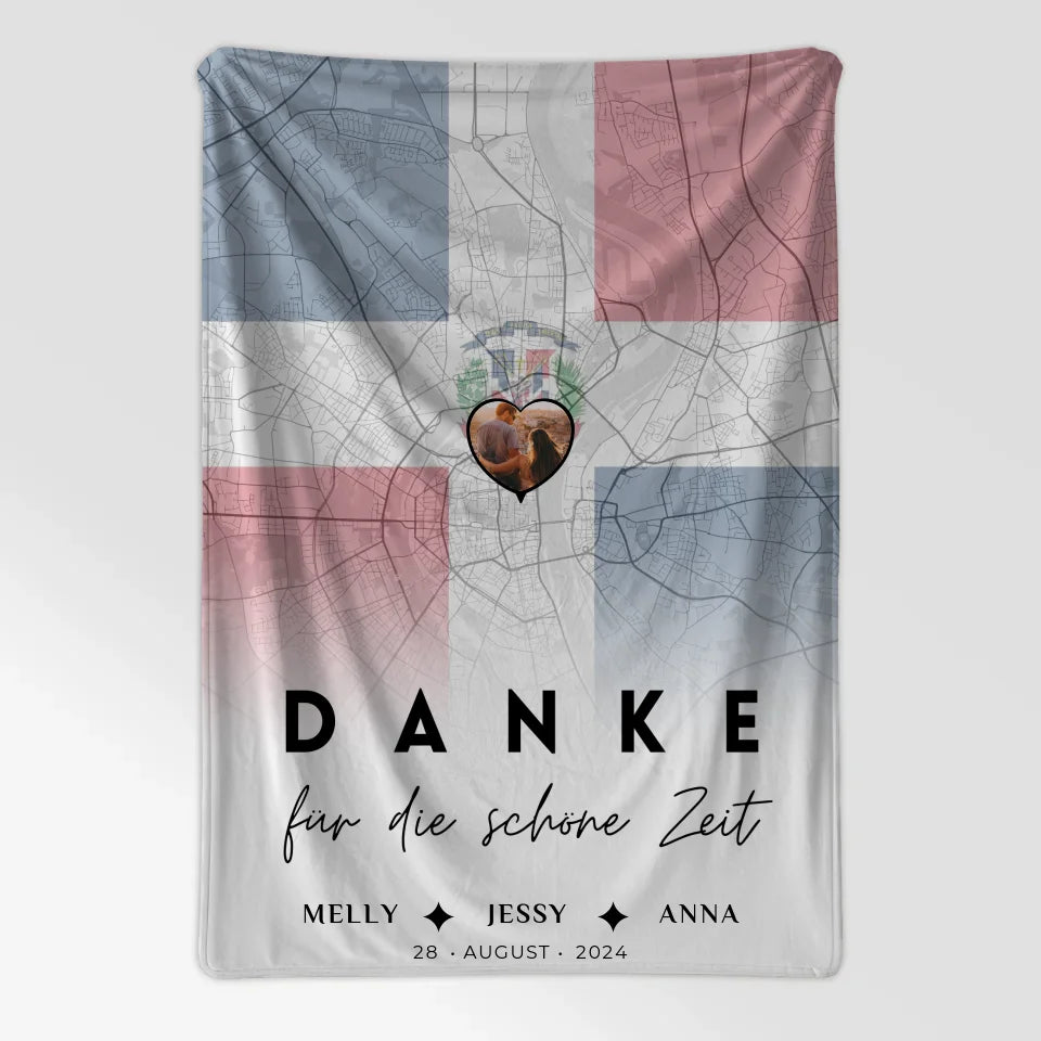 Personalisierte Decke für Schwester Stadtkarte Foto Dominikanische Republik Danke Für Die Schöne Zeit 7