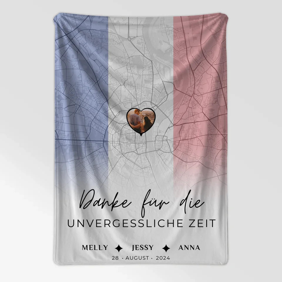Personalisierte Decke Freundinnen Stadtkarte Foto Frankreich Danke 7