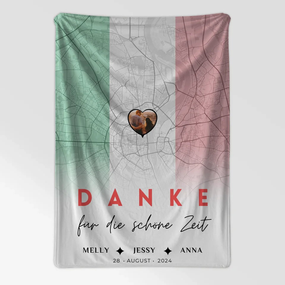 Personalisierte Decke Freundinnen Stadtkarte Foto Italien Danke 7