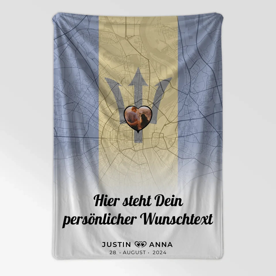 Personalisierte Decke Paare Stadtkarte Foto Barbados Wunschtext 7
