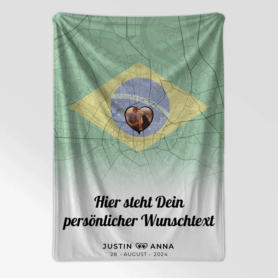 Personalisiertes Foto Decke für Paare Stadtkarte Brasilien eigener Wunschtext 7