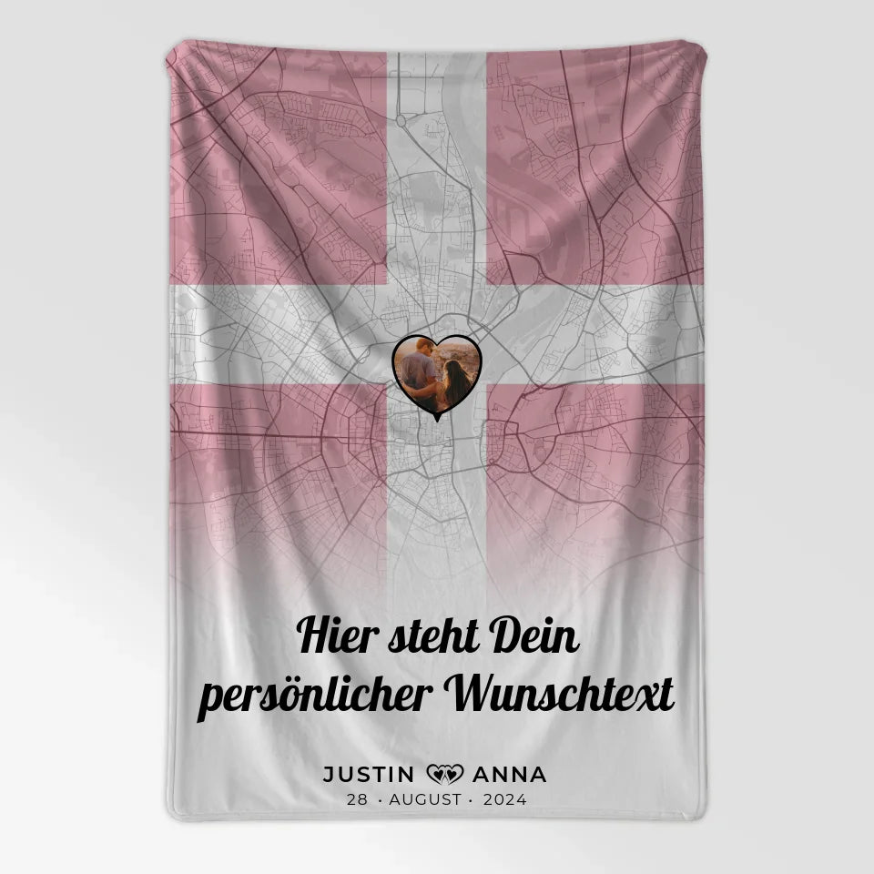 Personalisiertes Paar Decke Stadtkarte Foto Dänemark Eigener Wunschtext 7