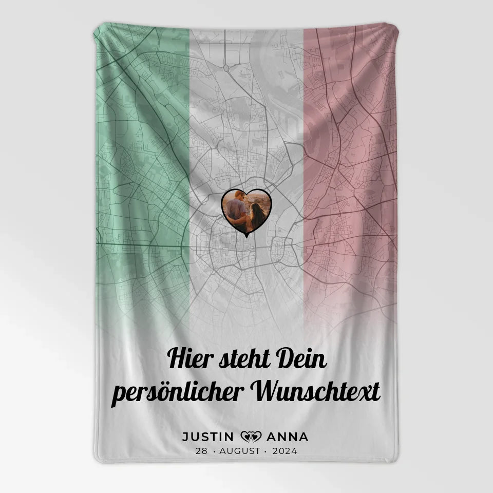 Personalisierte Decke Paare Stadtkarte Foto Italien Wunschtext 7