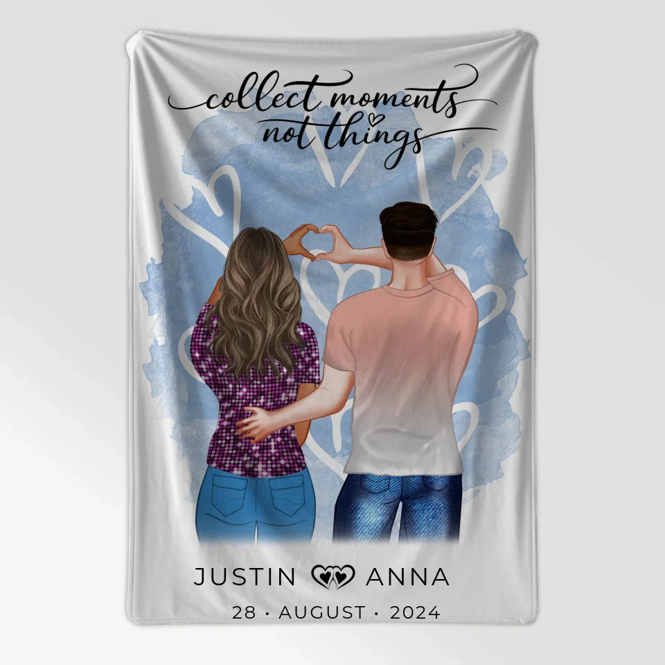 Personalisiert Decke Paare Figuren Collect Moments Not Things mit Namen 7