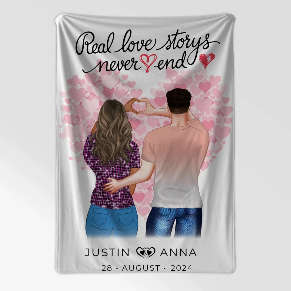 Personalisierte Decke für Paare Figuren Real Love Storys Never End 7