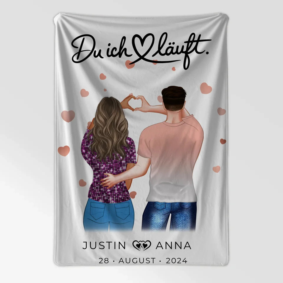 Personalisierte Decke für Paare mit Figuren Du Ich Läuft 7