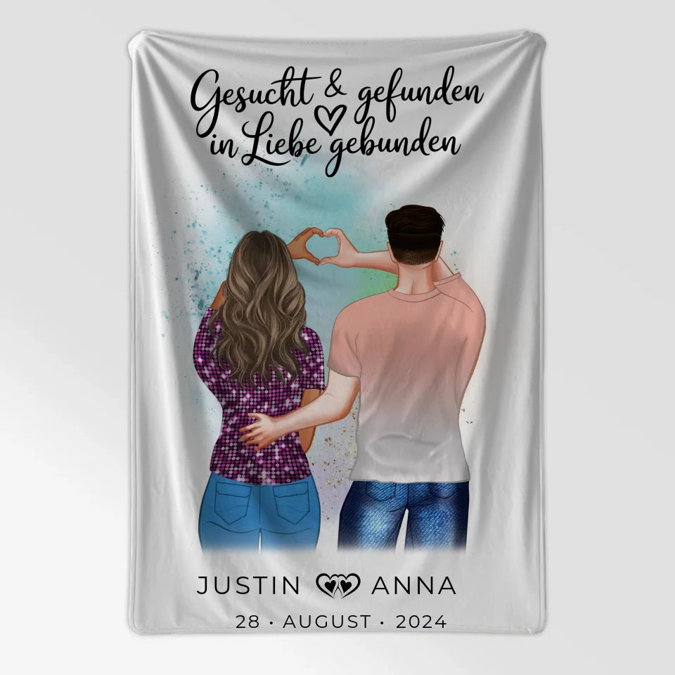 Personalisierte Decke für Paare Figuren Verliebte mit Namen & Datum 7