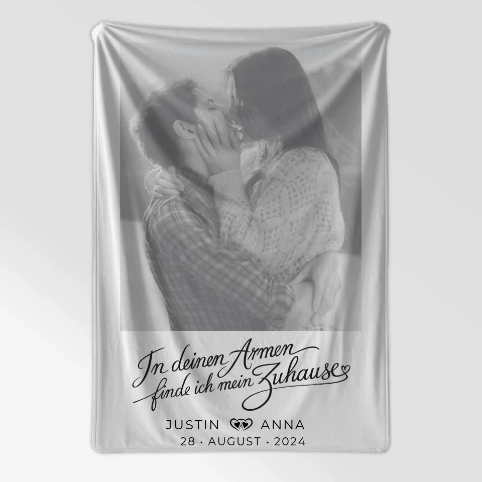 Personalisierte Foto Decke Paare Mit Namen In Deinen Armen Schwarz Weiß 7
