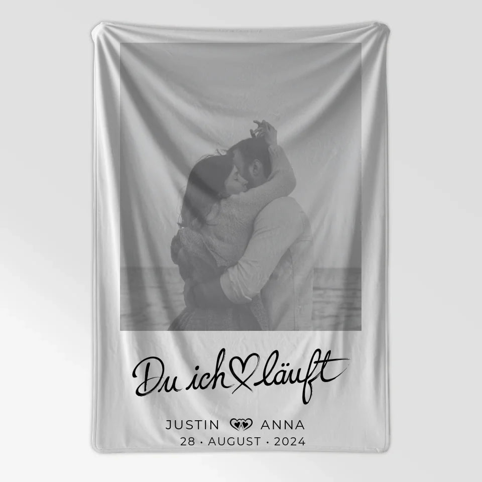 Personalisierte Foto Decke für Paare mit Namen Du Ich Läuft 7