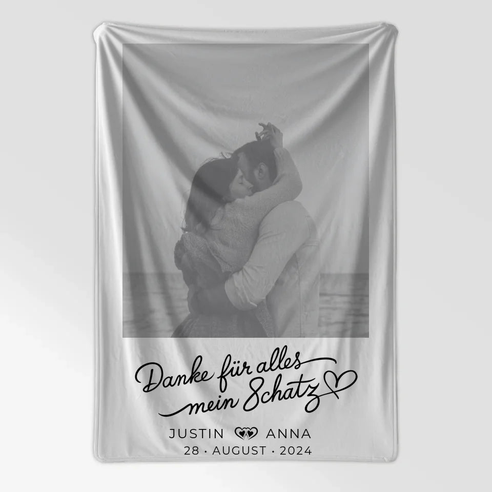Personalisiert Foto Decke Paare mit Namen Danke Für Alles Mein Schatz 7