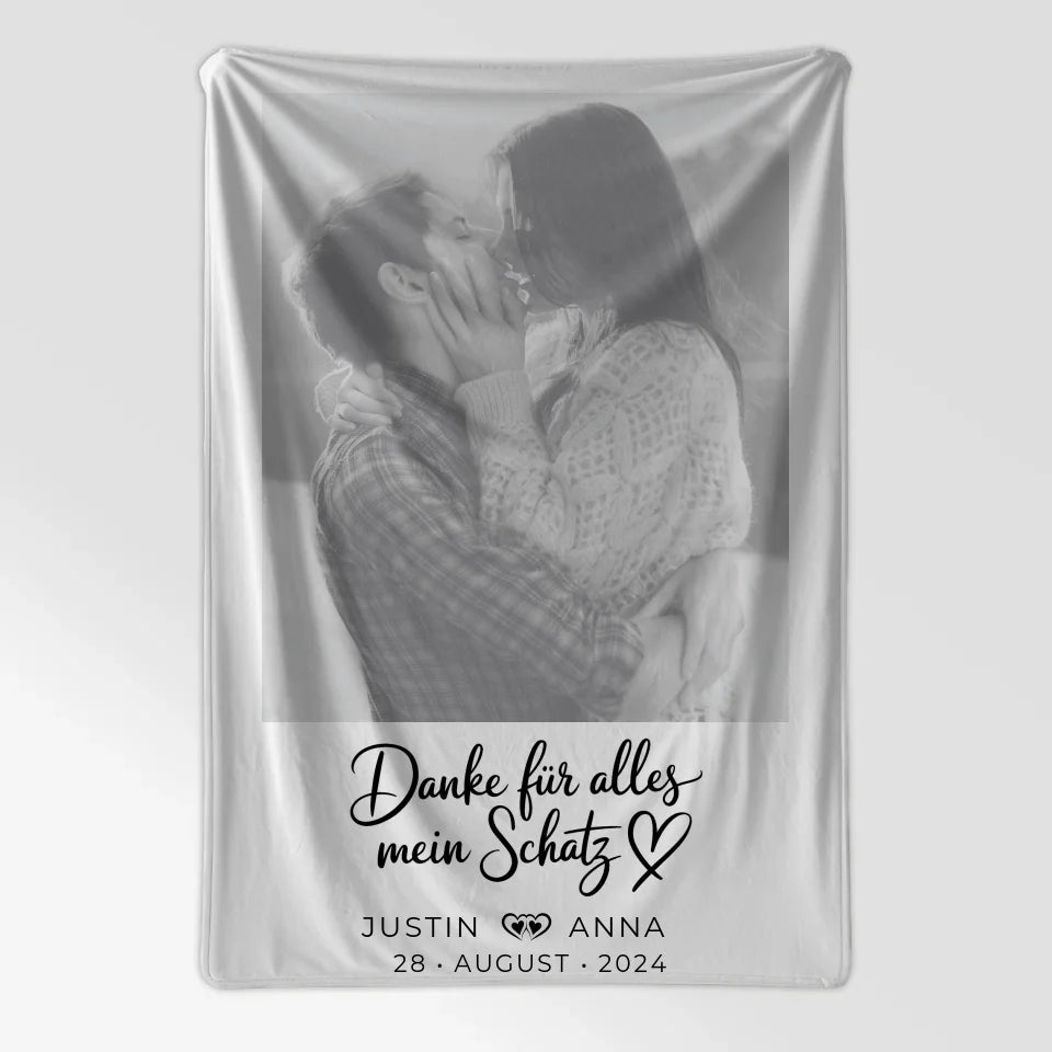 Personalisierte Foto Decke Paare Mit Namen Danke Für Alles Mein Schatz 7