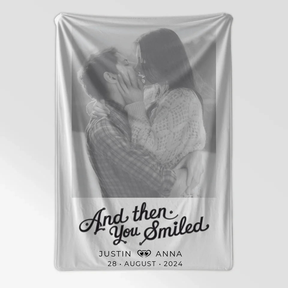 Personalisierte Foto Decke Paare mit Namen And Then You Smiled 7
