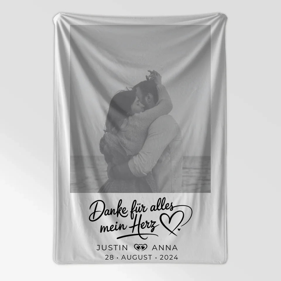 Personalisiertes Foto Decke Paare Mit Namen Danke Für Alles 7