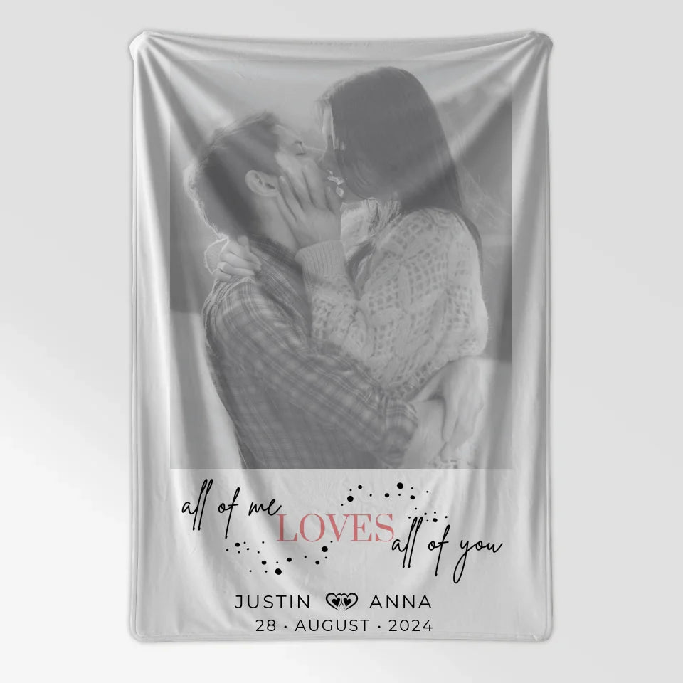 Personalisierte Foto Decke für Paare mit Namen All Of Me Loves All Of You 7