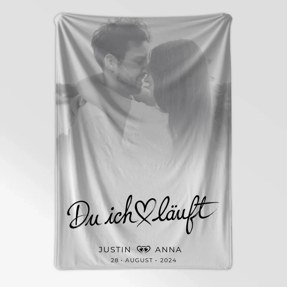Personalisierte Decke Paare Foto Schwarz Weiß Du Ich Läuft 7
